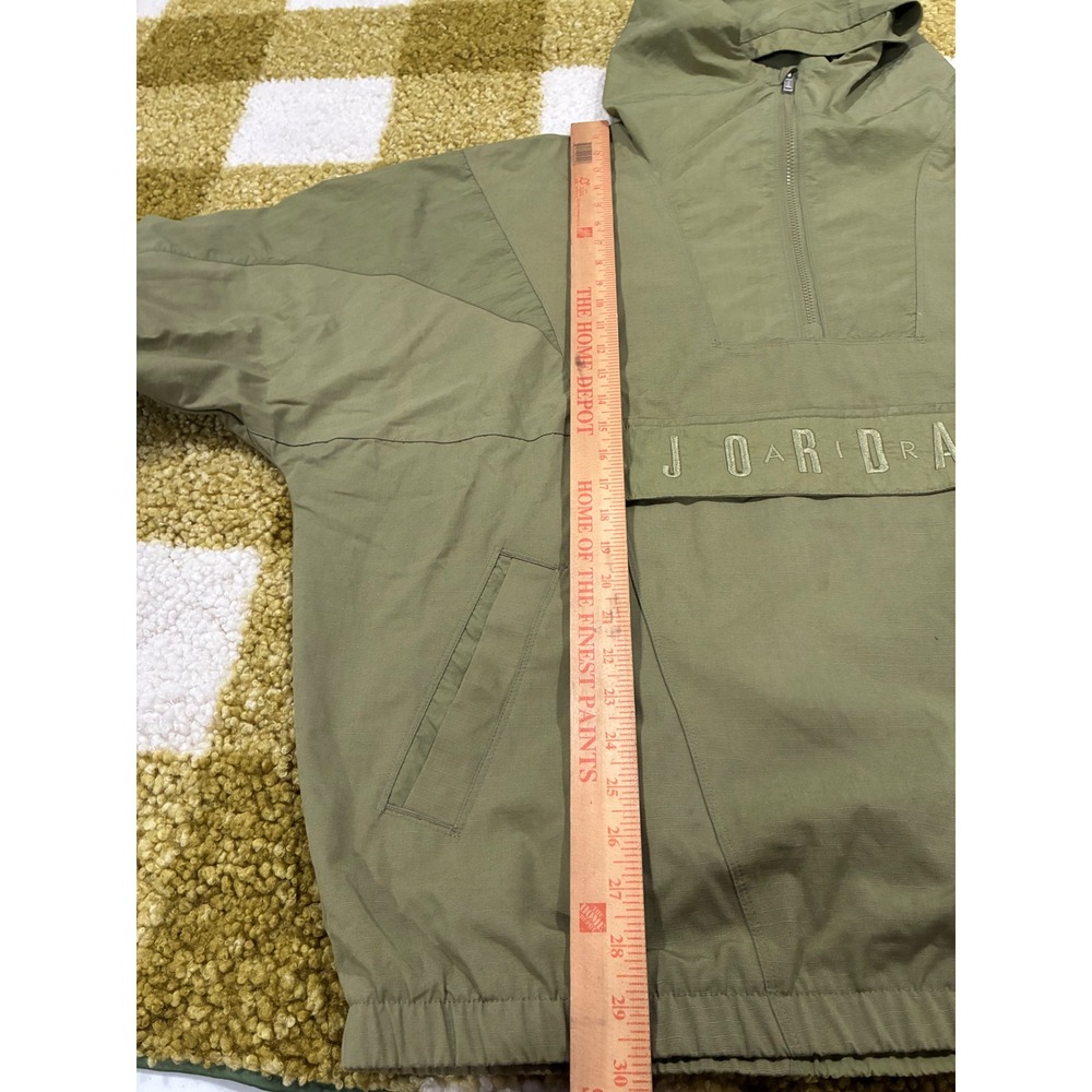 Jordan Mens Olive Green Half Zip Hooded Windbreaker Pullover Jacket Large - Picture 10 of 10